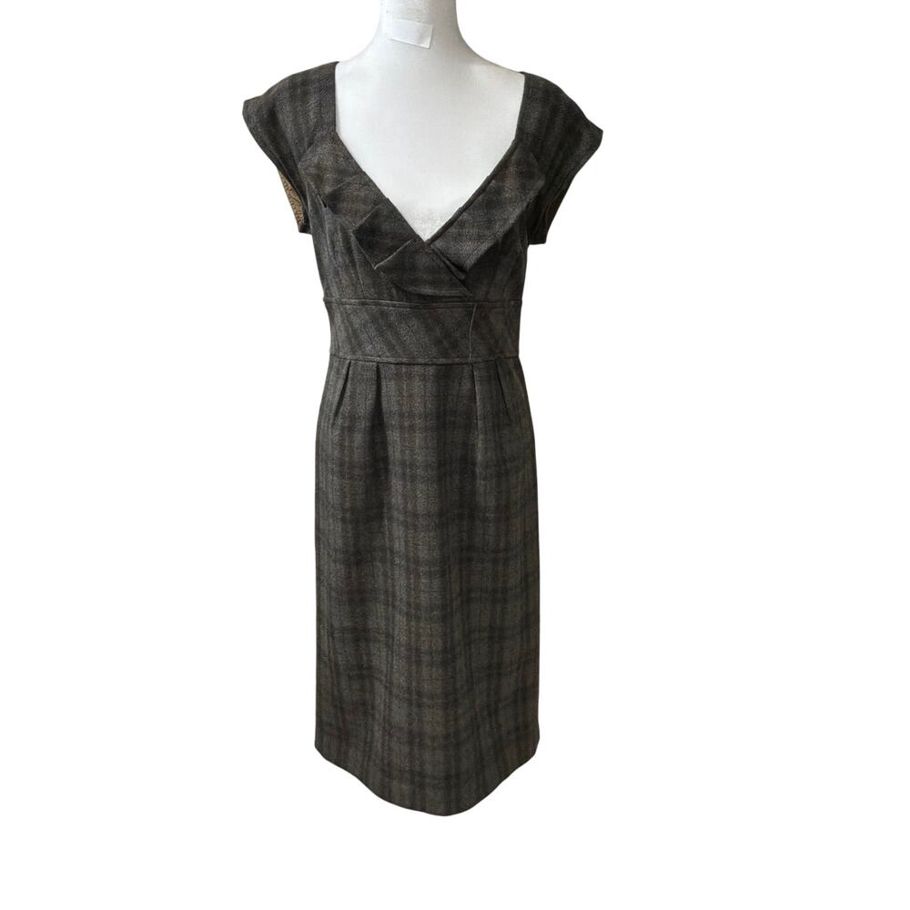 Vintage Perla de Pari 100% Wool Plaid Dress Size 2 XS Made in the USA